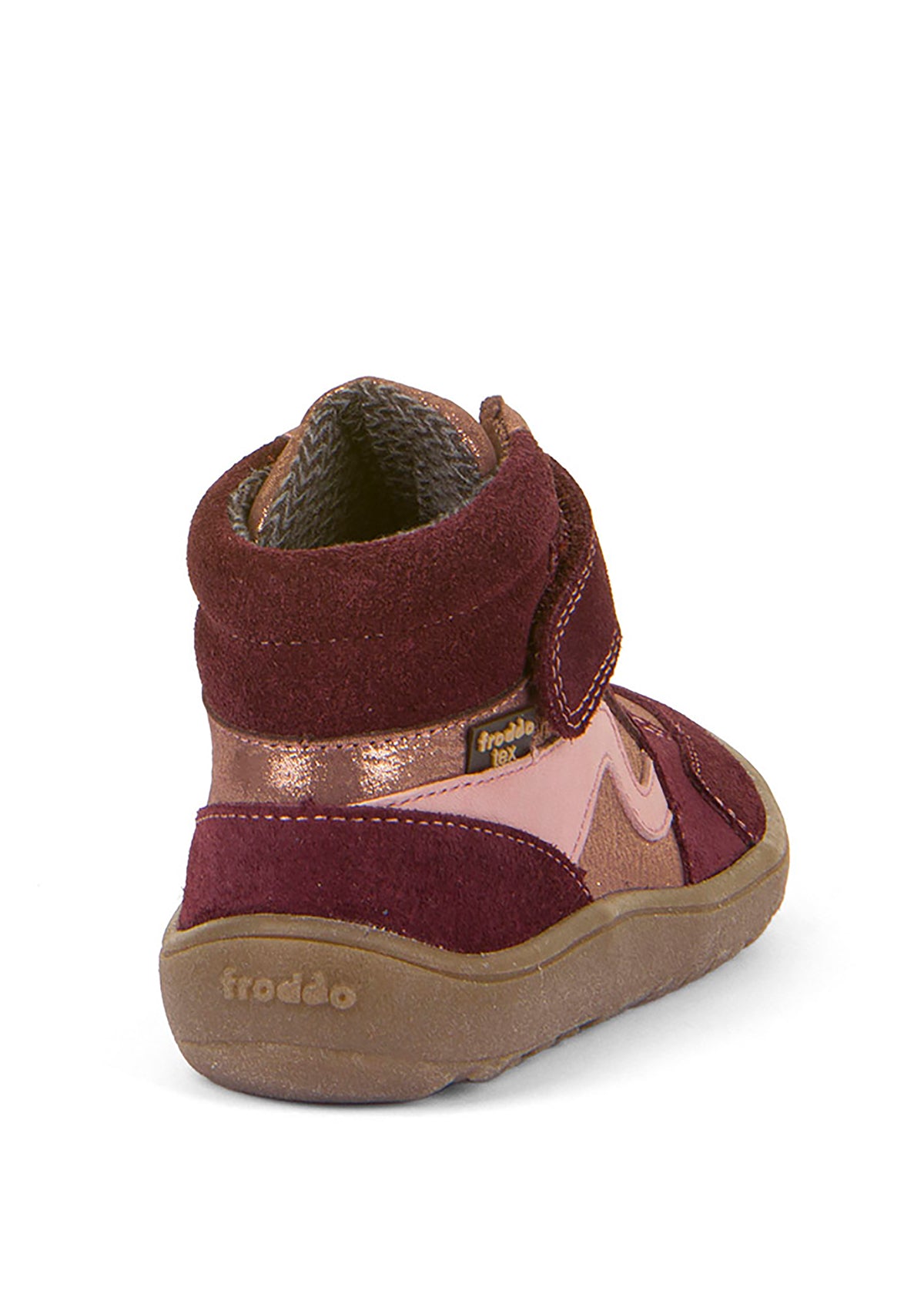 Barefoot sneakers with handles - mid-season shoes, Go TEX, pink-gold