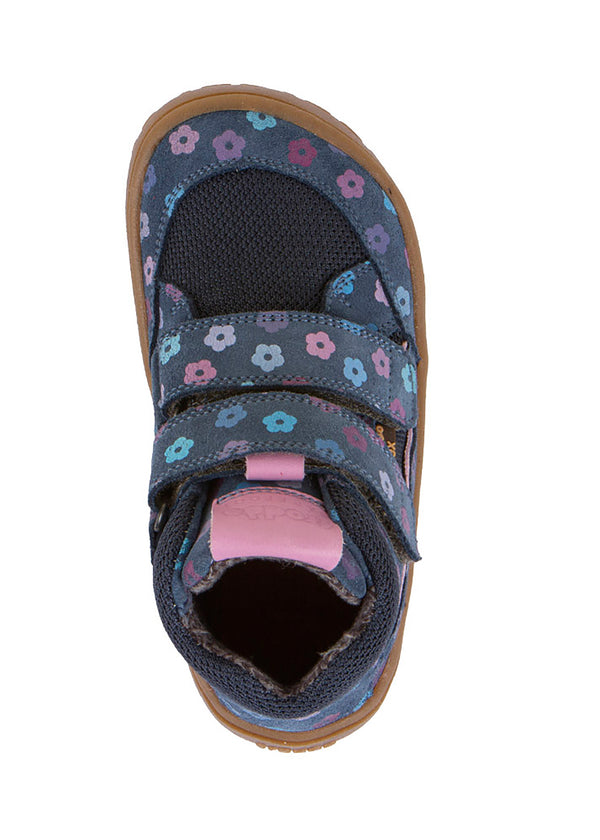High-top barefoot sneakers - transitional shoes, Autumn TEX, blue, flower
