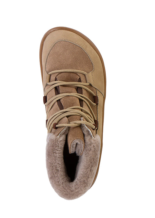 Paljasjalkakengät - talvikengät, Up Furry W TEX, vaaleanruskea nahka