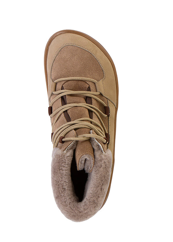 Barefoot shoes - winter shoes, Up Furry W TEX, light brown leather