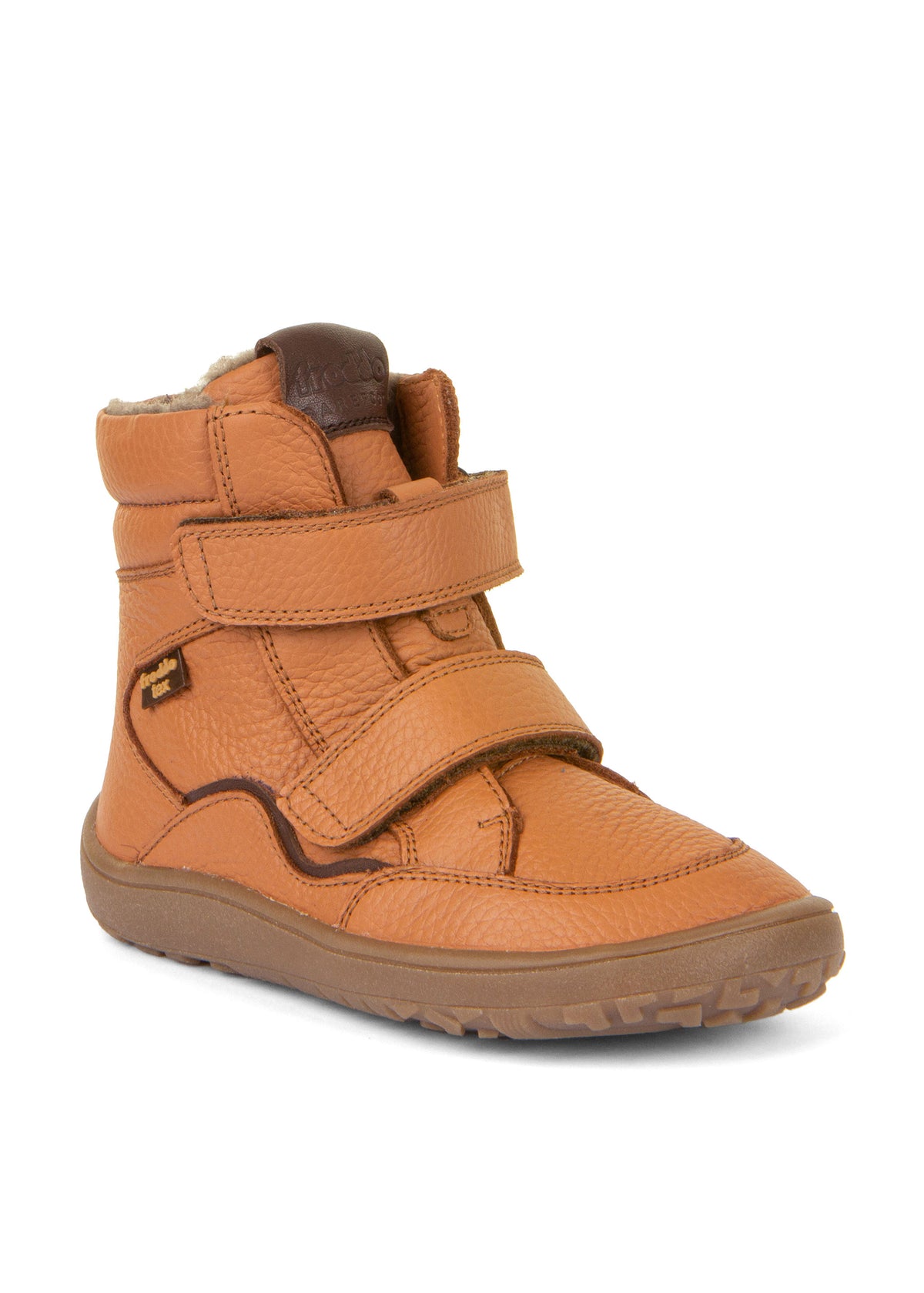 Children's barefoot shoes - leather winter shoes, TEX Winter, cognac brown