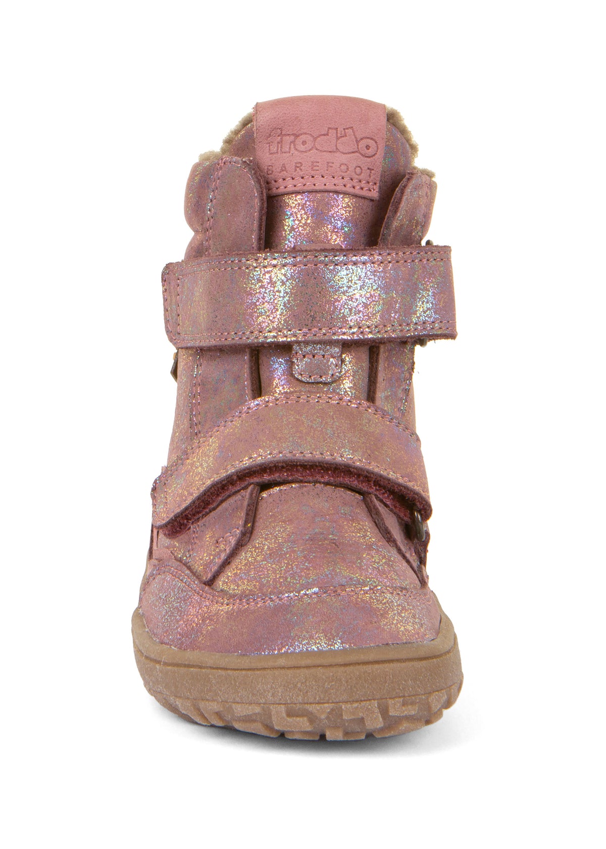 Children's barefoot shoes - leather winter shoes, TEX Winter - sparkling pink