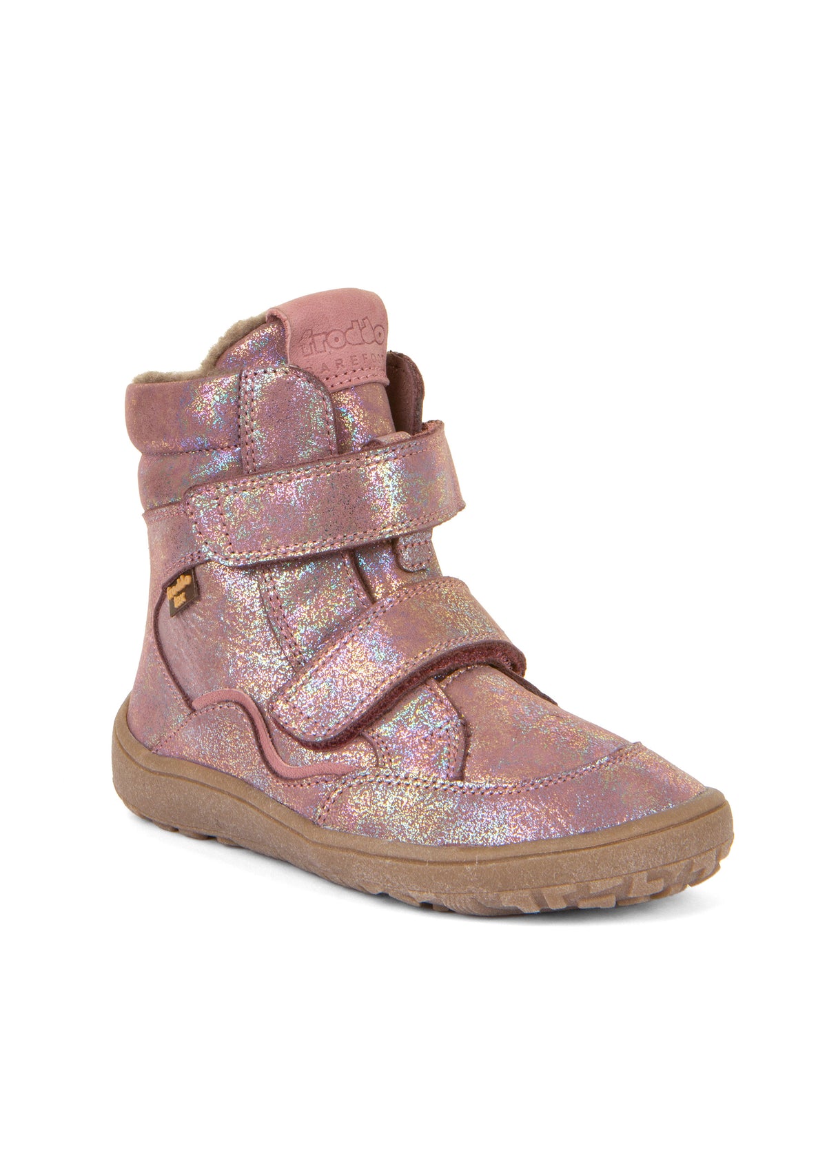 Children's barefoot shoes - leather winter shoes, TEX Winter - sparkling pink