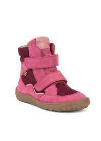Children's barefoot shoes - winter shoes with TEX membrane - fuchsia red