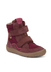 Children's barefoot shoes - winter shoes with TEX membrane - dark red