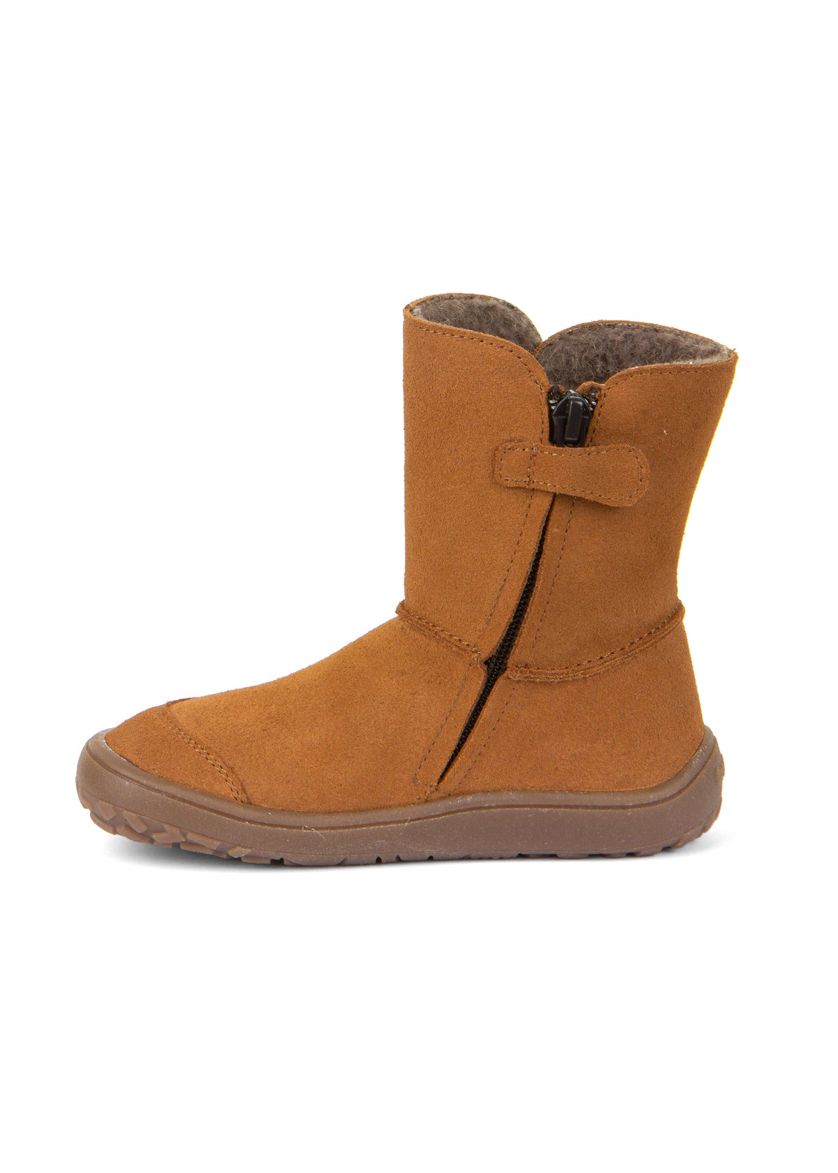 Barefoot shoes - leather winter boots, TEX Suede - cognac brown