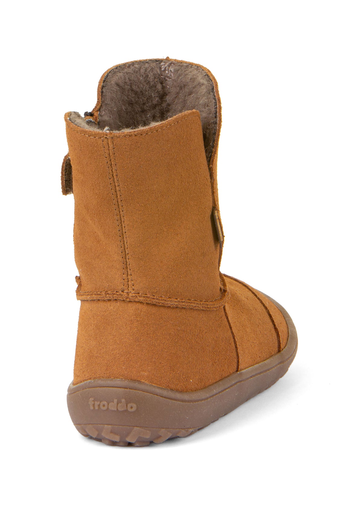 Barefoot shoes - leather winter boots, TEX Suede - cognac brown