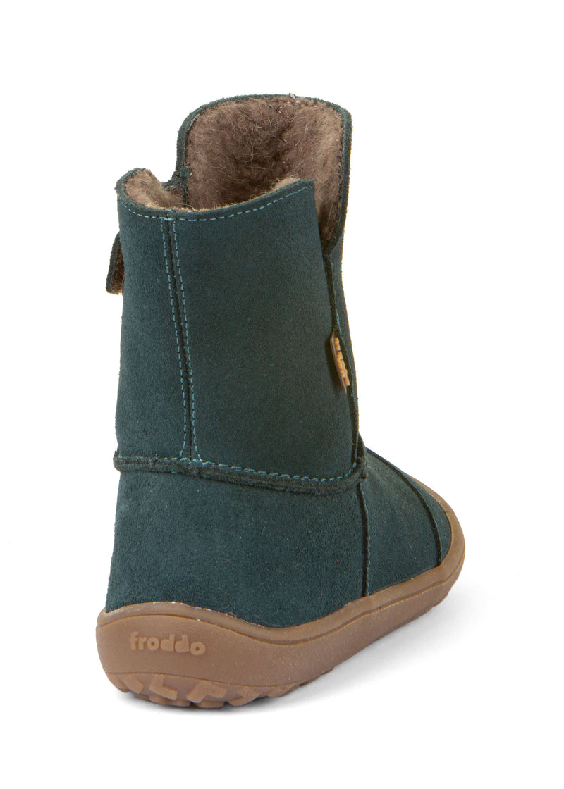 Barefoot shoes - leather winter boots, TEX Suede - petrol blue