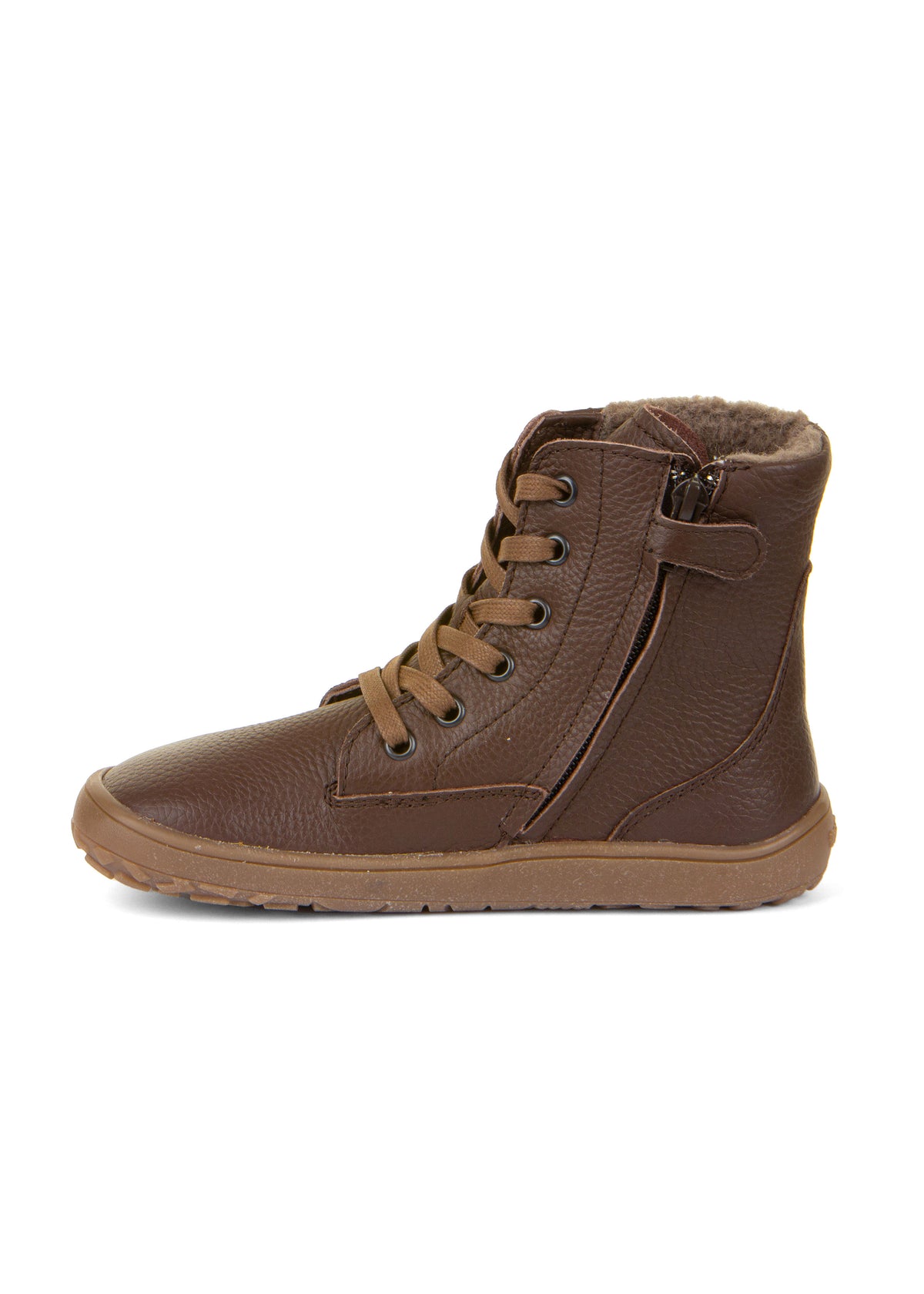 Barefoot shoes - leather winter shoes, TEX Laces - brown