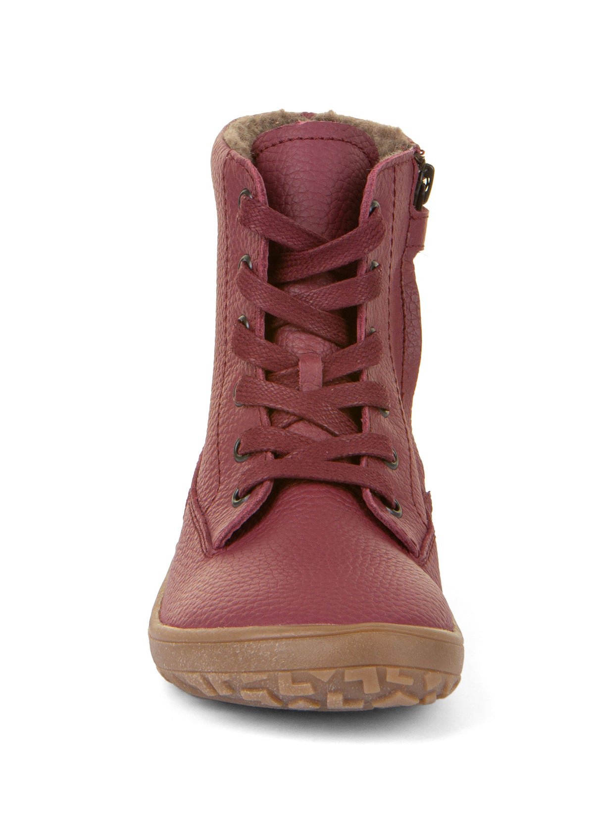 Barefoot shoes - leather winter shoes, TEX Laces - burgundy