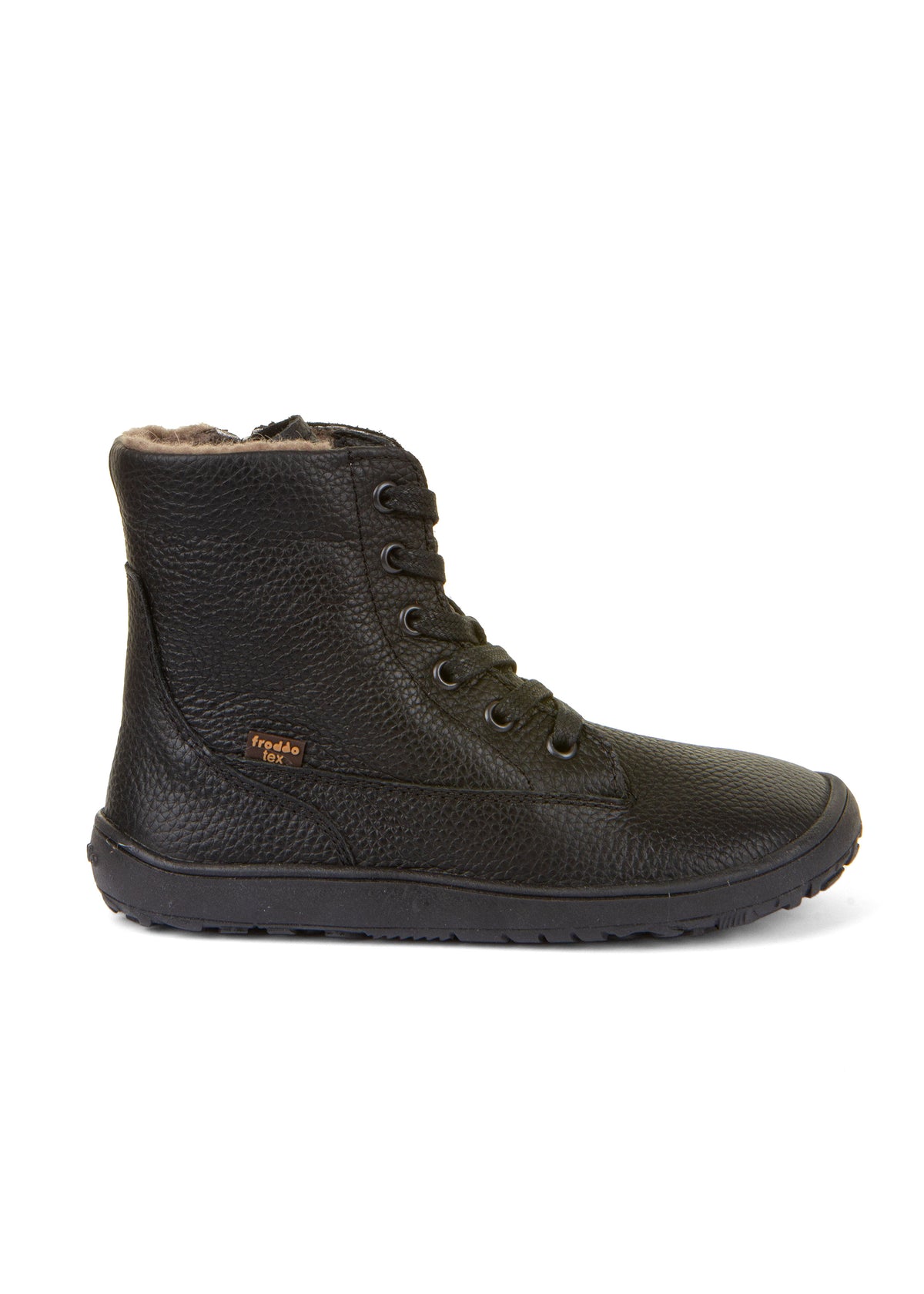 Barefoot shoes - leather winter shoes, TEX Laces - black