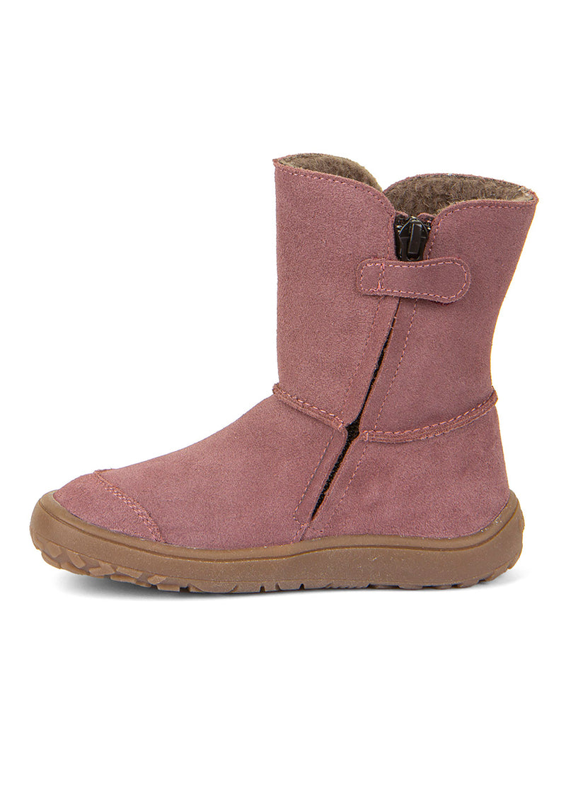 Barefoot shoes - leather winter boots, TEX Suede - pink