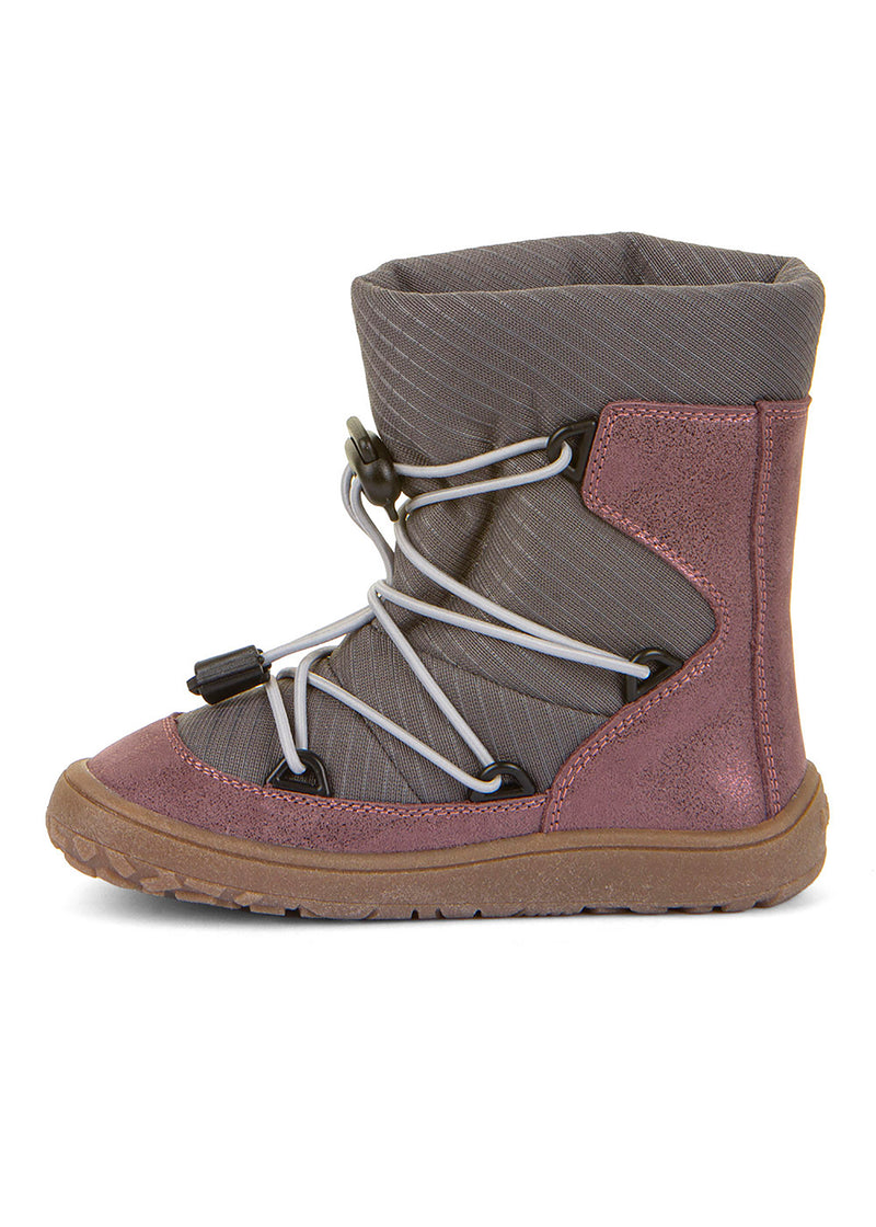 Barefoot shoes - winter booties, TEX Track Wool - shiny pink, gray