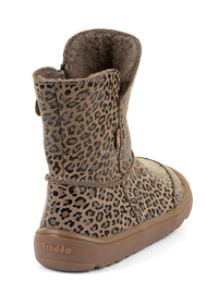 Barefoot shoes - winter boots, TEX Suede - beige leather, leopard print