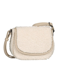Naisten olkalaukku - vaalea teddykarva, Granada Fur Flap Bag