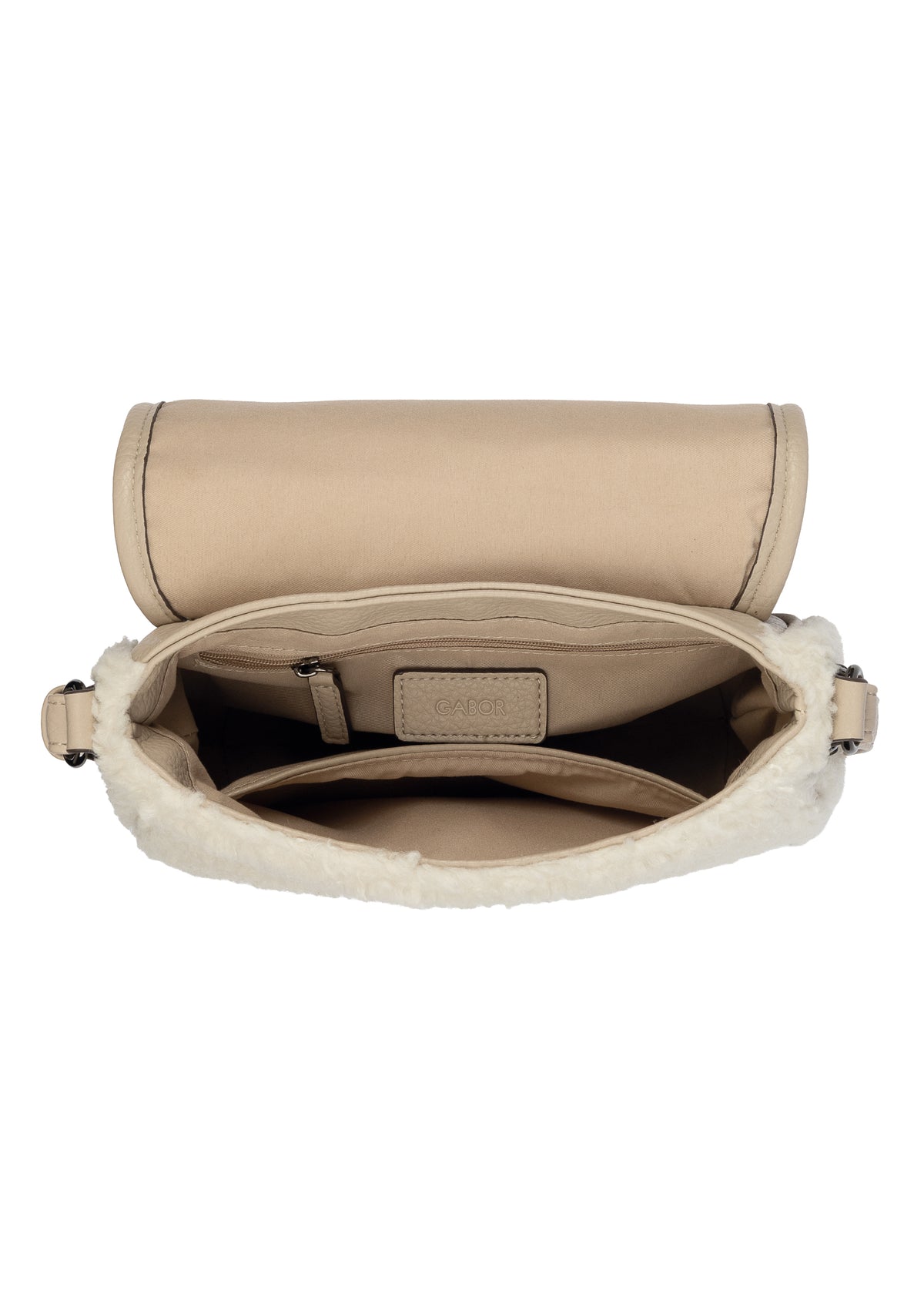 Naisten olkalaukku - vaalea teddykarva, Granada Fur Flap Bag
