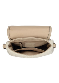 Naisten olkalaukku - vaalea teddykarva, Granada Fur Flap Bag