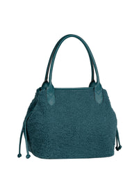 Naisten käsilaukku - petrooli teddykarva, Granada Fur Zip Shopper