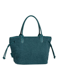 Naisten käsilaukku - petrooli teddykarva, Granada Fur Zip Shopper