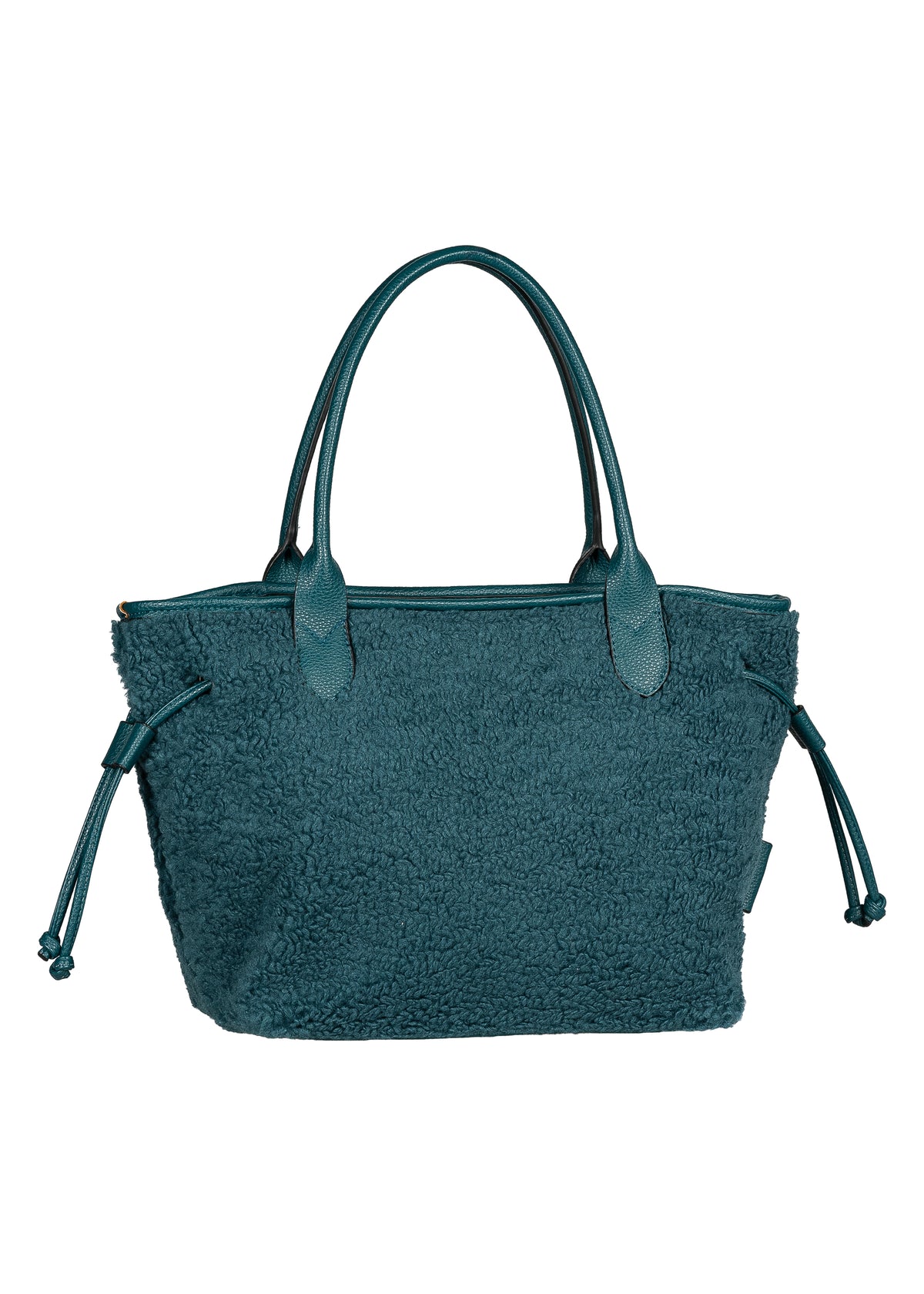 Naisten käsilaukku - petrooli teddykarva, Granada Fur Zip Shopper