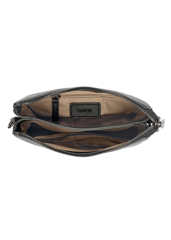 Naisten pikkulaukku - musta, leopardikuvioinen olkahihna, Linda Clutch