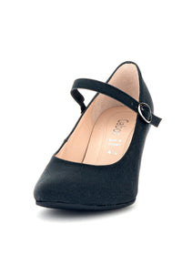 High heels with ankle straps - black glitter