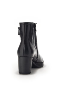 Ankle boots with stud heel - black, buckle decoration