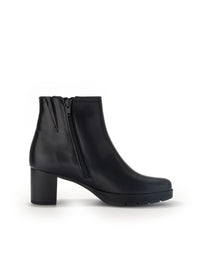 Ankle boots with stud heel - black, buckle decoration