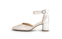 Sandals with stiletto heel - shimmering powder shade, ankle strap