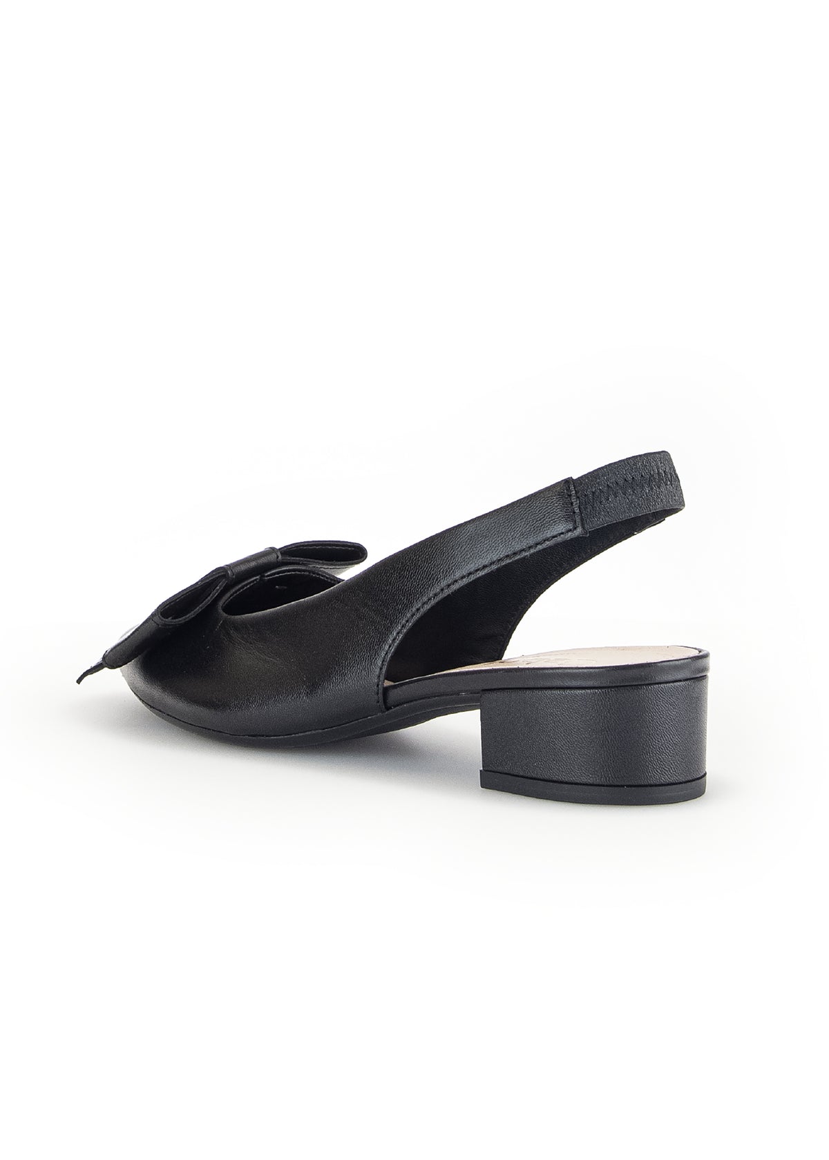 Slingback loafers - black leather, bow decoration