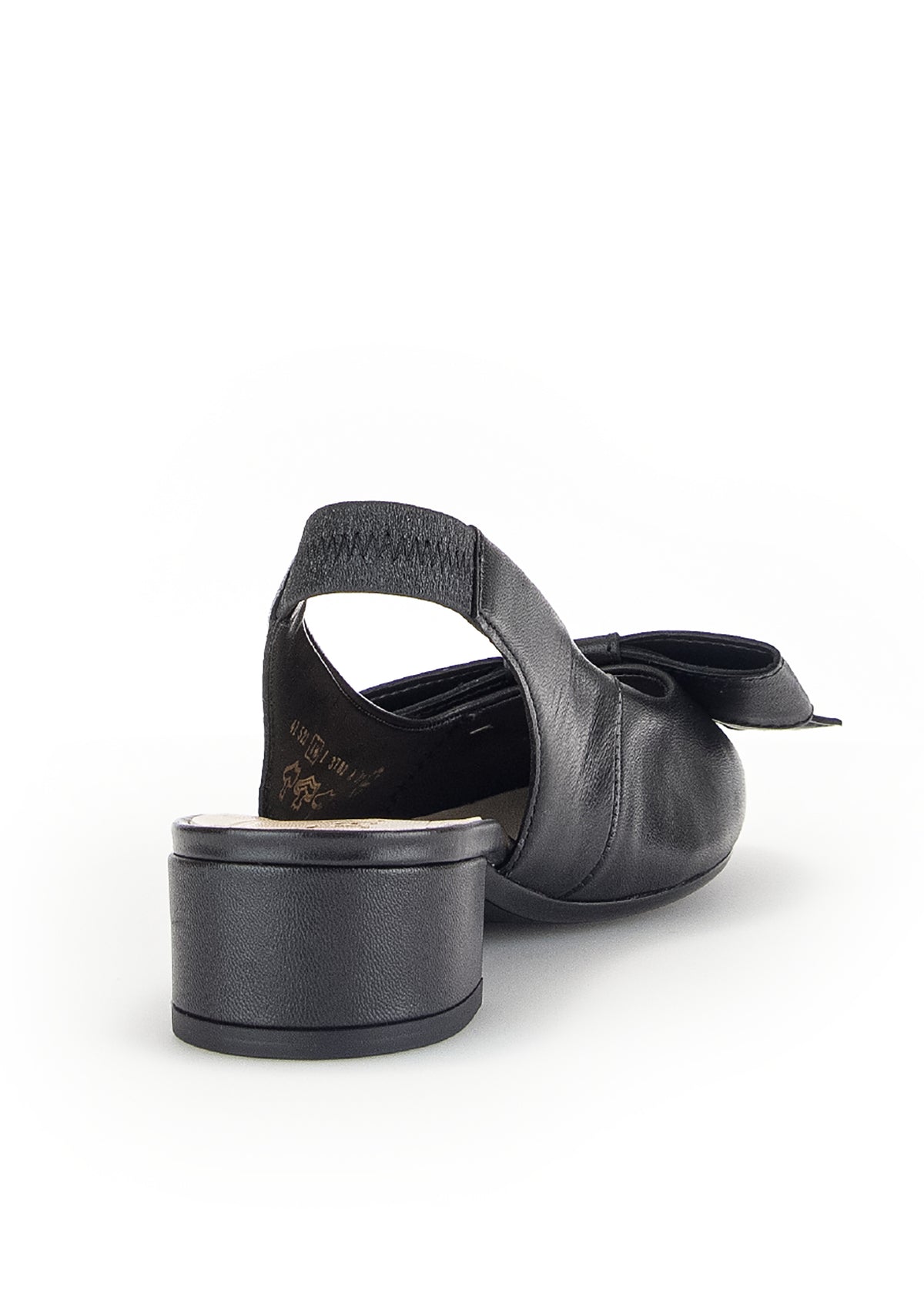 Slingback loafers - svart läder, rosettdekoration