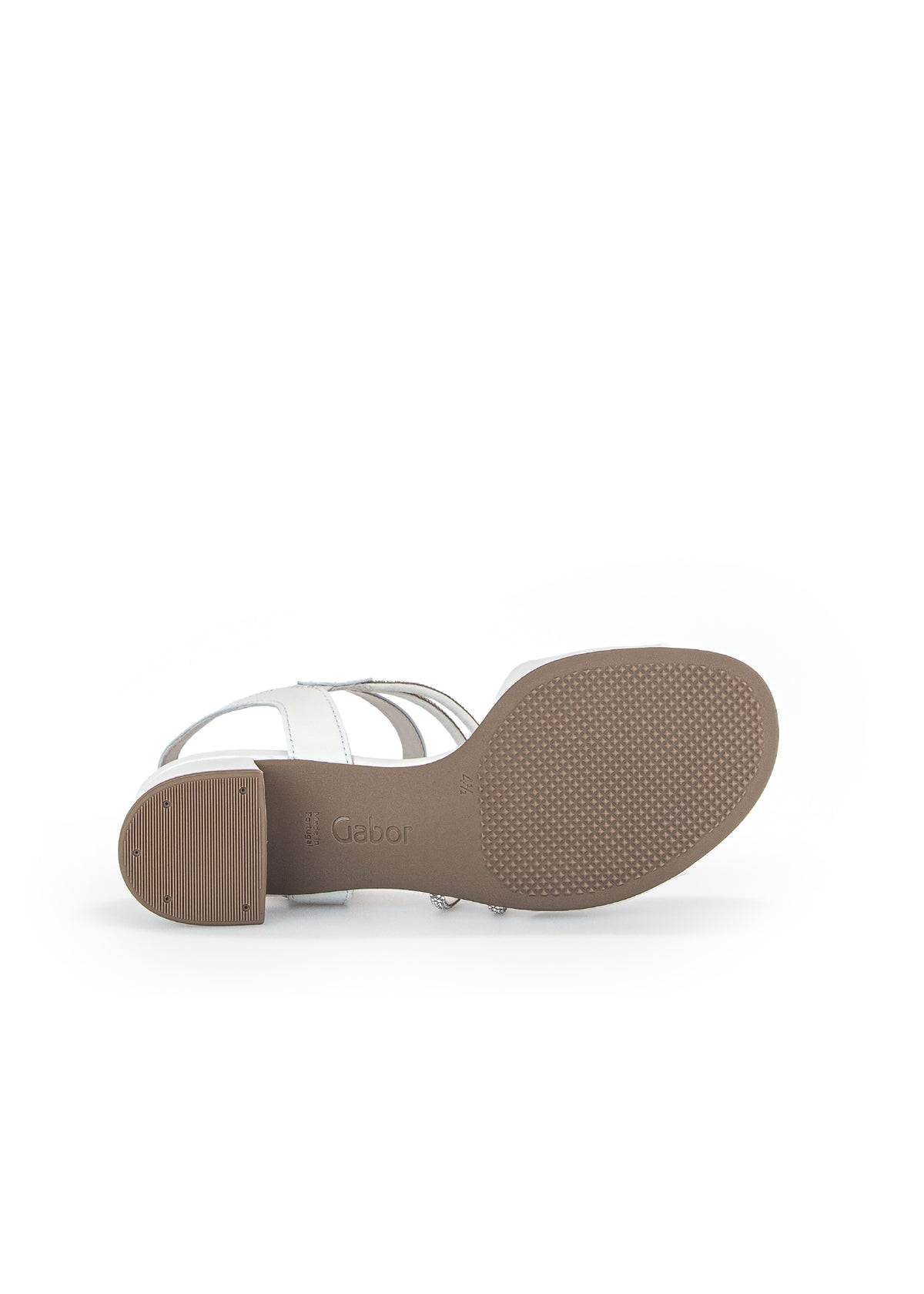 Festliga sandaler med dubbade klackar - vitt läder, silverband