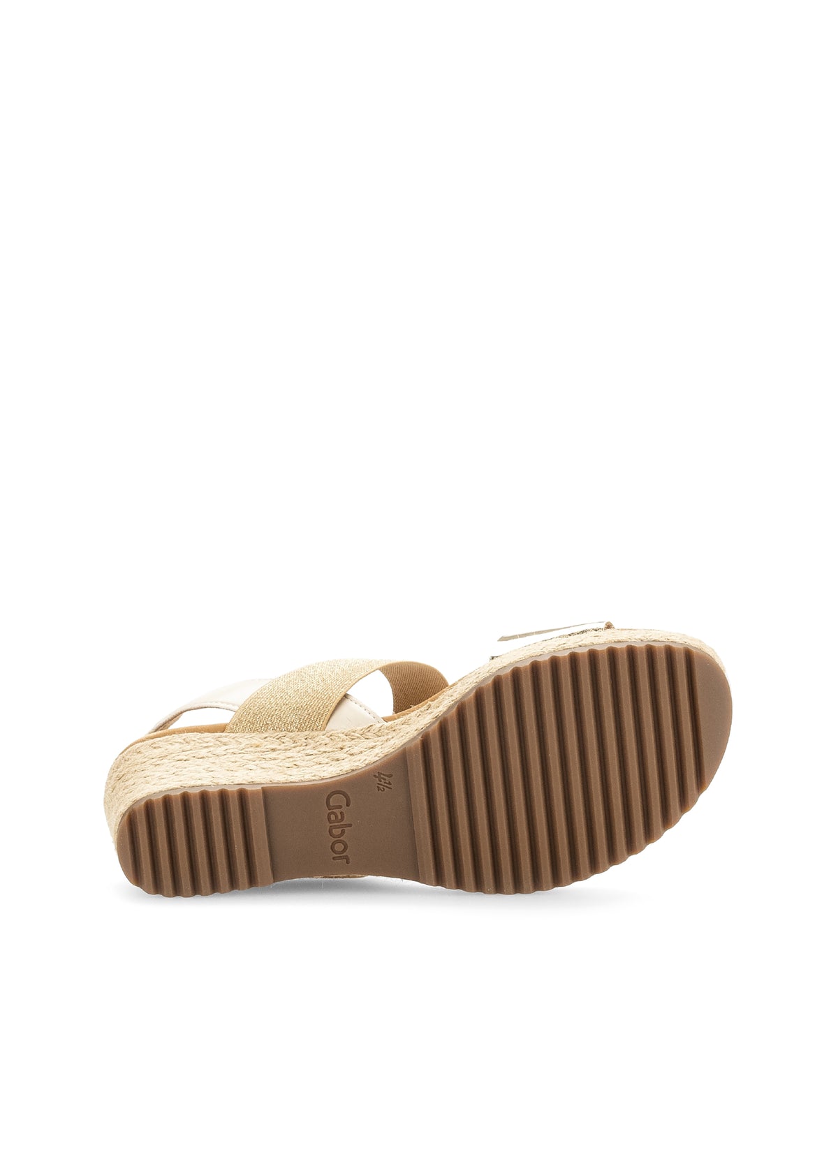 Sandaler med kilklack - glänsande guld och beige toner