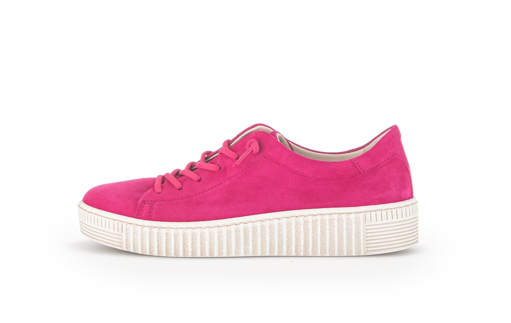 Sneakers med tjock sula - rosa nubuckläder, elastiska remmar