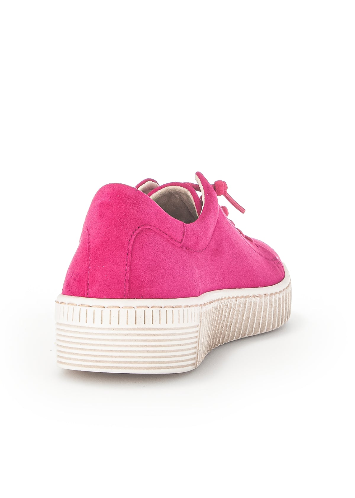 Sneakers with a thick sole - pink nubuck leather, elastic straps