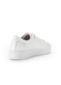 Sneakers with a thick sole - white leather, elastic bands