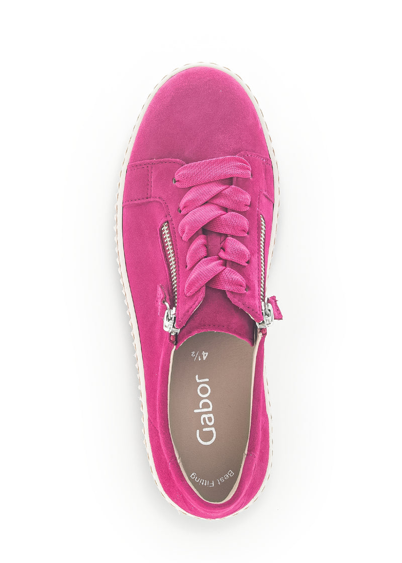 Sneakers with a thick sole - pink nubuck leather