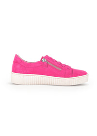 Sneakers with a thick sole - pink nubuck leather