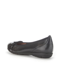 Ballerina shoes - black leather, knotted decorative strap