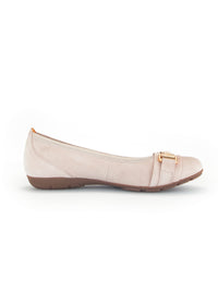 Ballerina shoes - light pink nubuck leather, buckle decoration