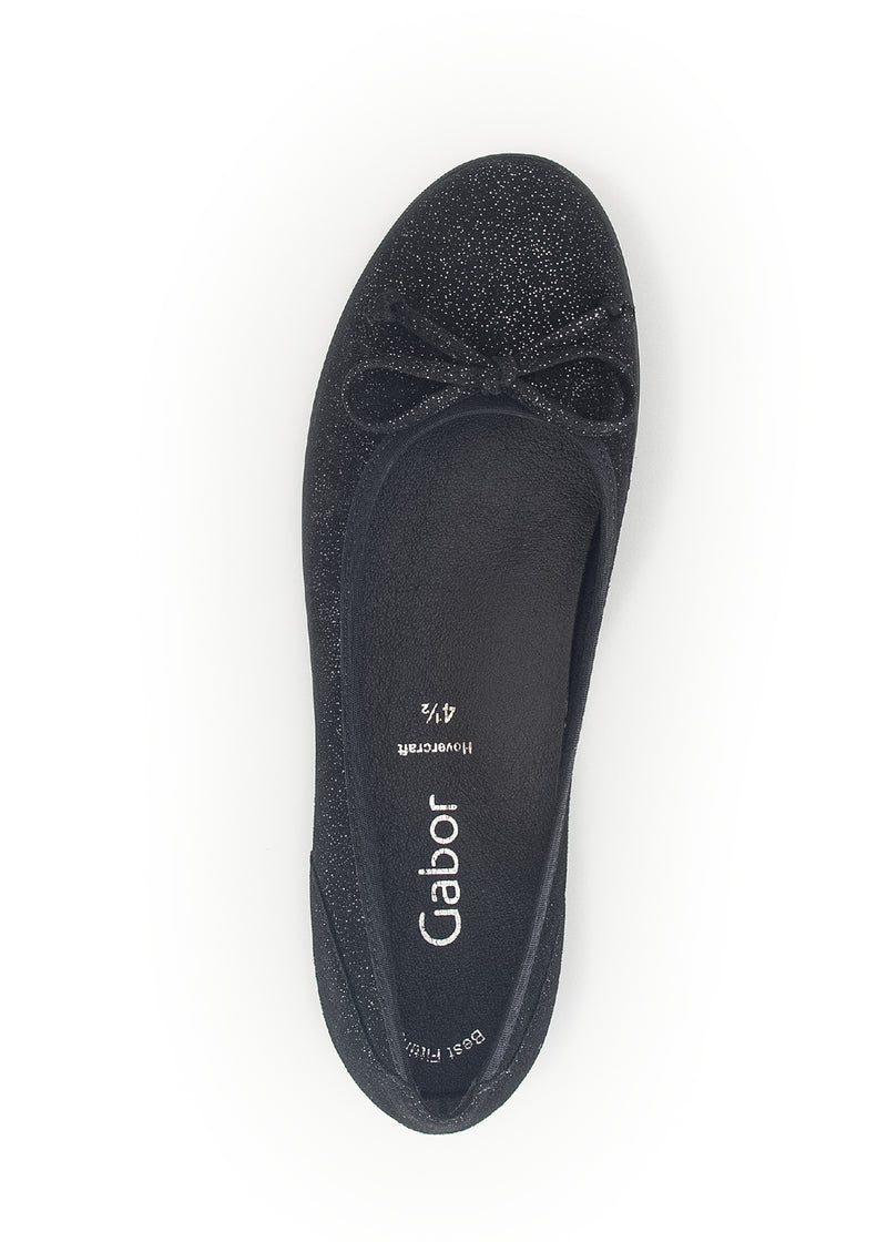 Bow ballerina shoes - shiny black leather