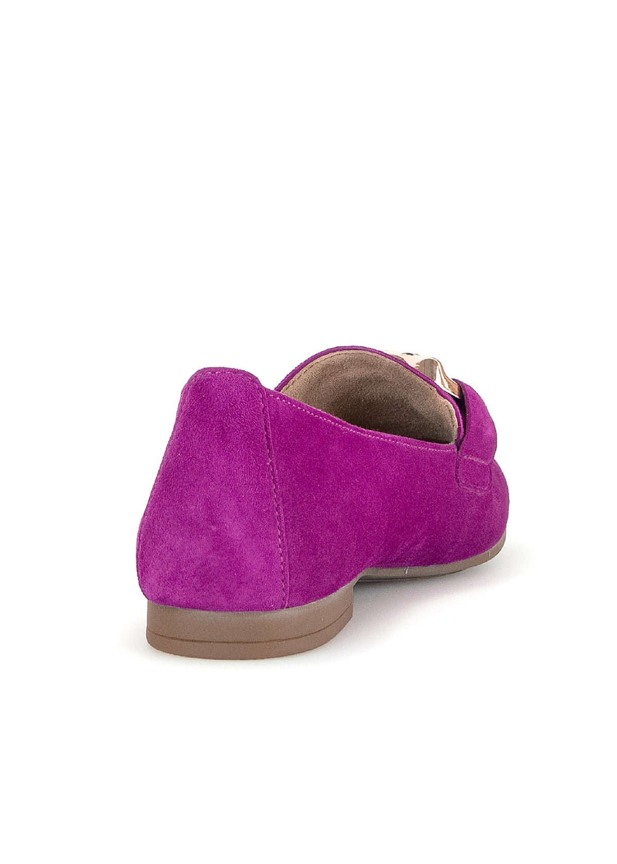 Loafers - purple nubuck leather, gold buckle decoration