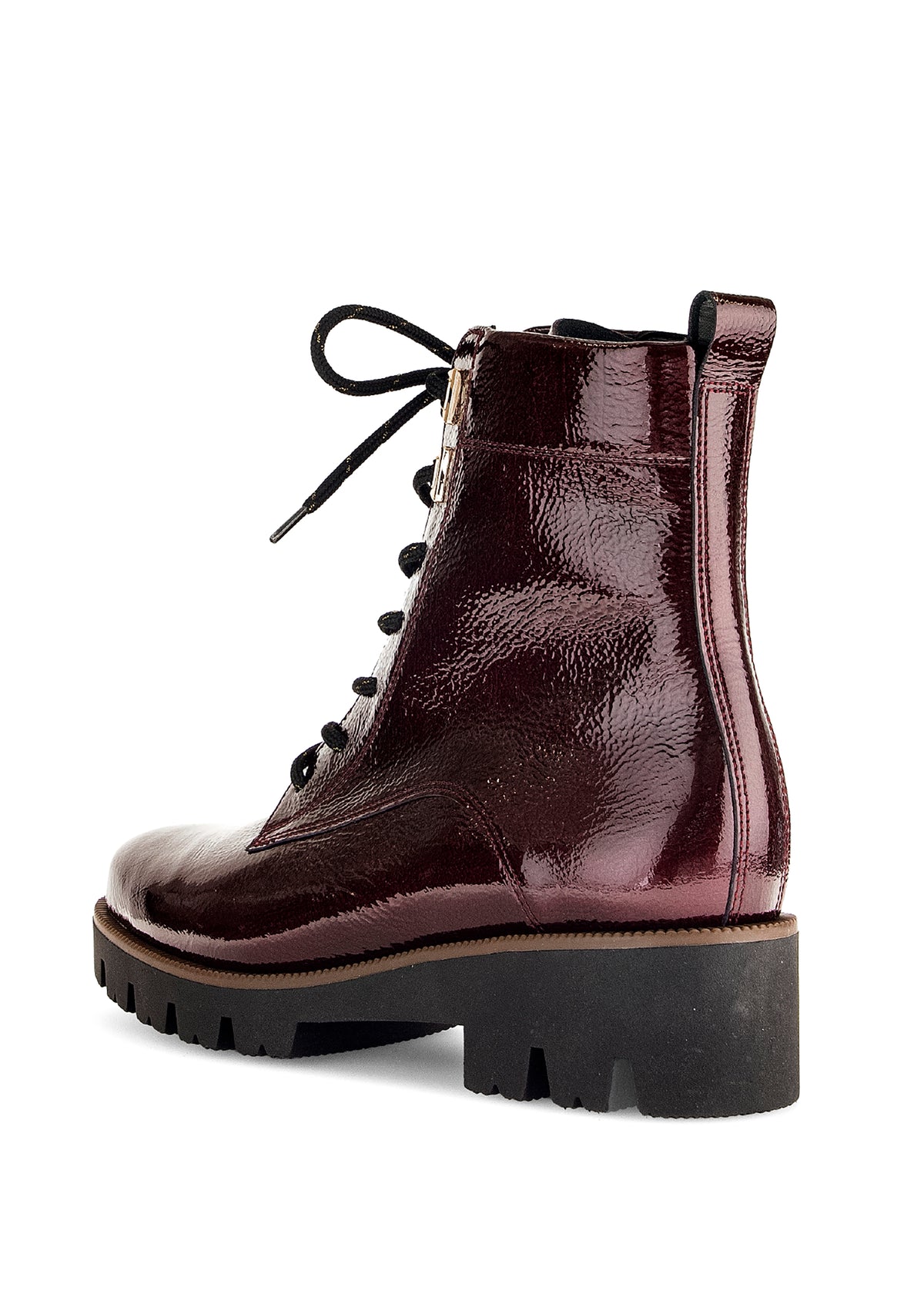 Maiharit - tummanpunainen kiiltonahka, musta-kultaraitaiset nauhat