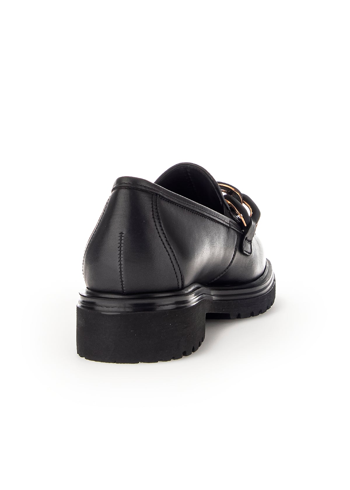 Loafers with thick sole - black leather, sneaker decoration