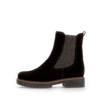 Chelseanilkkurit paksulla pohjalla - musta mokkanahka, leveä lesti