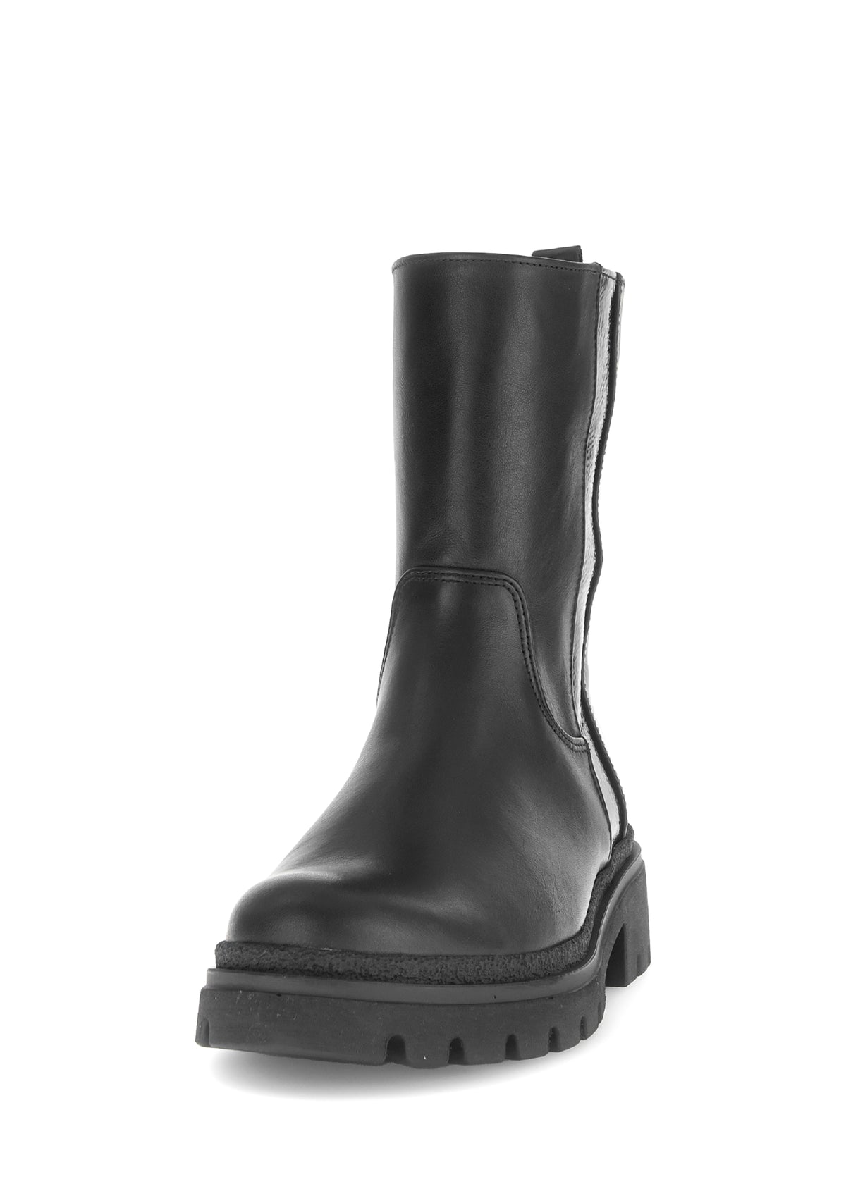 Nilkkurit korkeammalla varrella - musta nahka, kiiltävä raita