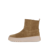 Winter ankle boots with fur lining - light brown suede leather