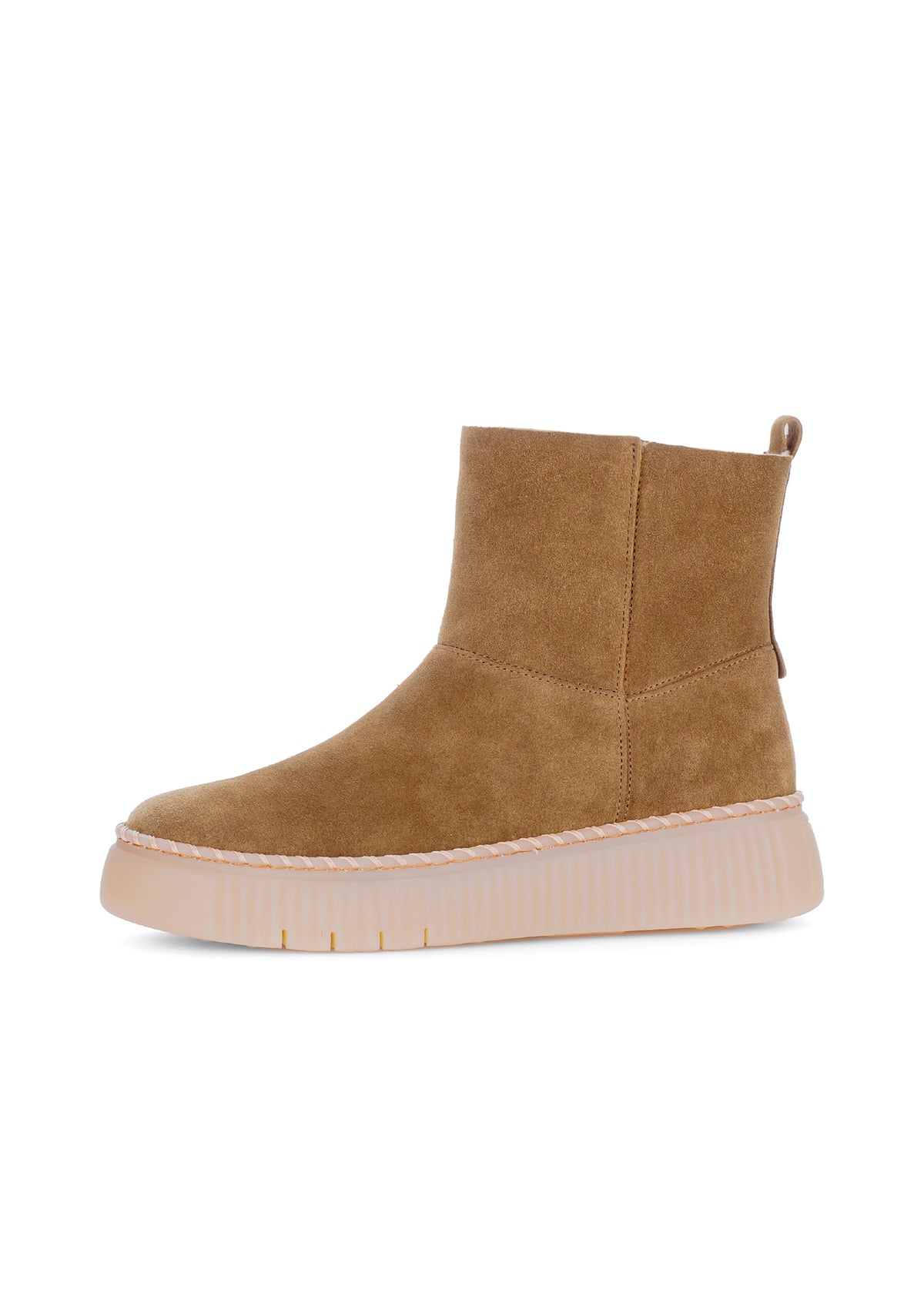 Winter ankle boots with fur lining - light brown suede leather