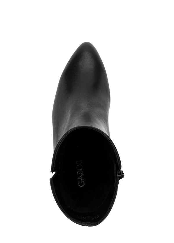 Lace-free ankle boots with a block heel - black leather
