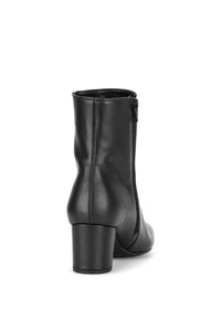 Lace-free ankle boots with a block heel - black leather